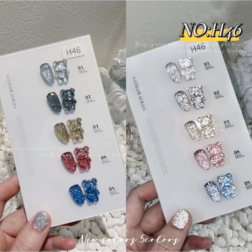 Sơn Gel Nhũ Flash Kim Tuyến Siêu Sáng Vendeeni 5 Chai H46