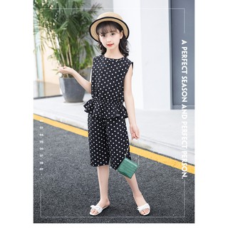 Bộ đồ set cho bé gái chấm bi voan (Xả Kho)