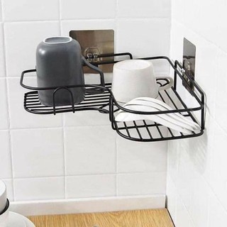 kệ góc để đồ dùng nhà tắm bằng chất liệu inox không han gỉ tằng kèm miếng dán