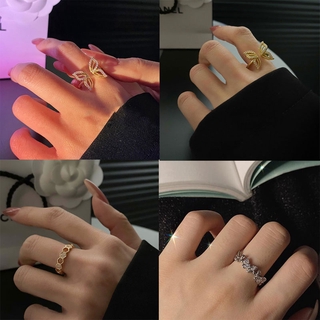 Nhẫn Hợp Kim Mặt Bướm Khảm Đá Nhiều Thiết Kế Tùy Chọn Xinh Xắn Cho Nữ