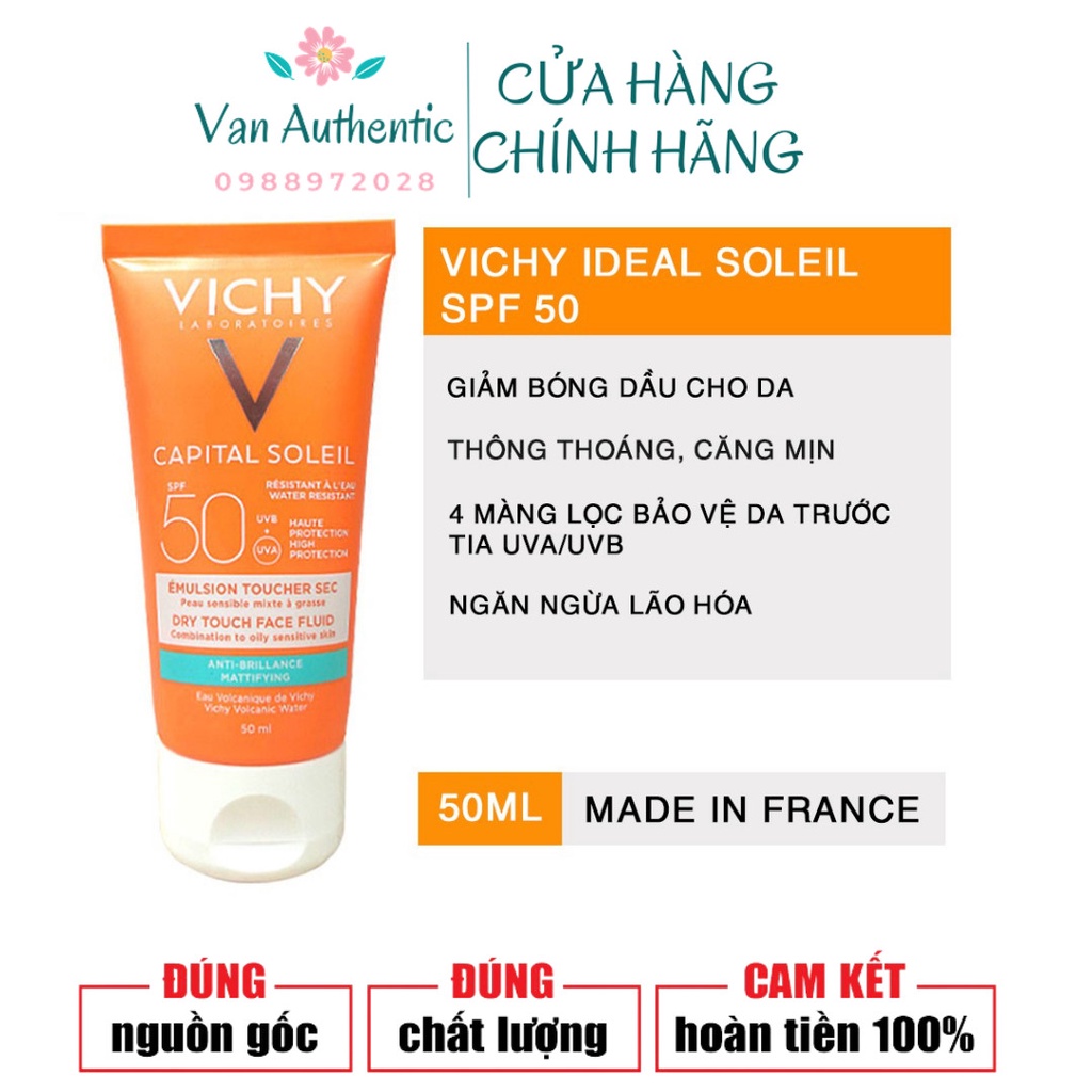 Kem Chống Nắng Vichy Capital Soleil SPF50 Emulsion Toucher Sec Anti-Brillance 50ml