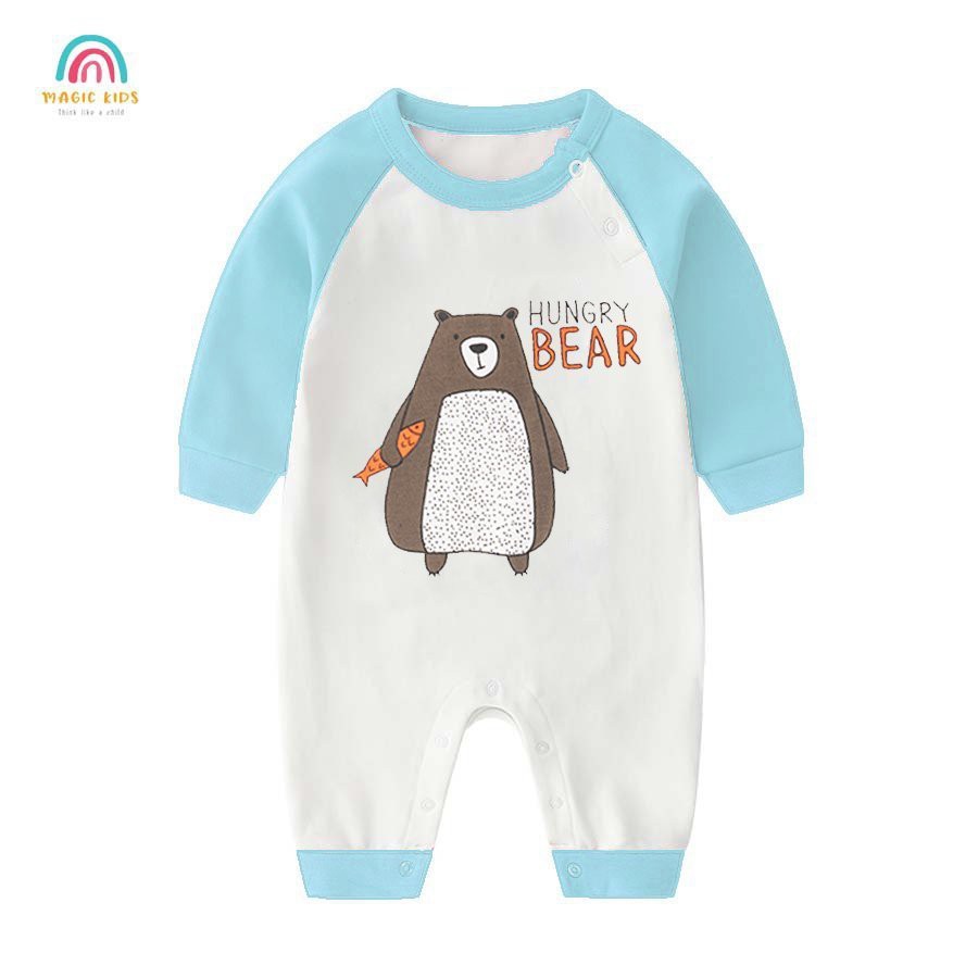 Bộ body dài tay in họa tiết hình thú đáng yêu chất cotton mềm mại cho bé  BL20011- Thời trang Bonkids