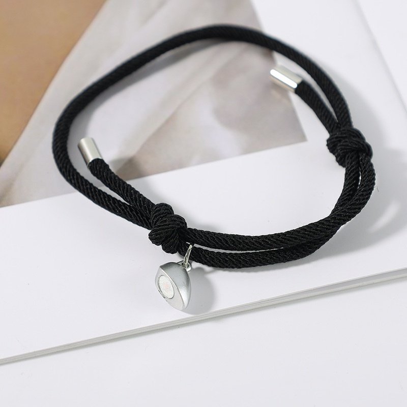 [Mới] Vòng Tay Dây Bện Màu Trắng Đen Từ Tính Có Thể Điều Chỉnh Dành Cho Cặp Đôi / Quà Tặng Kỳ Nghỉ