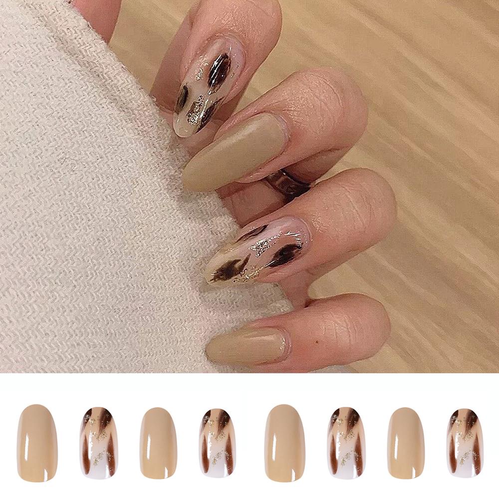 XIANTIN Bộ 24 Móng Tay Giả Che Phủ Toàn Diện Họa Tiết Da Báo Có Thể Tháo Rời