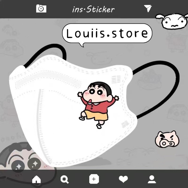 Khẩu trang 3D hoạt hình dễ thương, in hình họa tiết người lớn Louiis.store