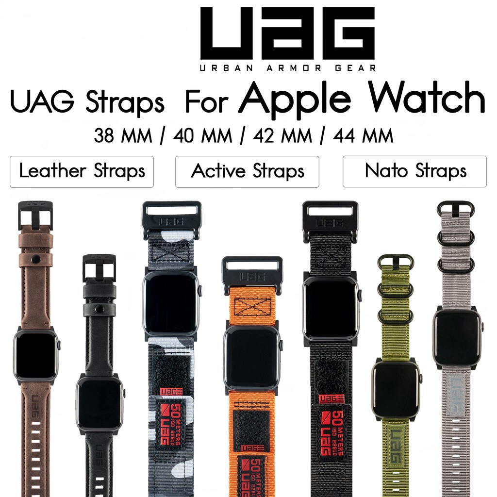 UAG Dây Đồng Hồ Thông Minh Bằng Da Và Silicon Kích Thước 38/40mm 42/44mm Thay Thế Chuyên Dụng Cho APPLE Watch Nato 1/2/3/4/5