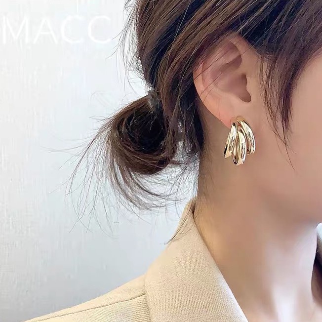Bông Tai Mạ Bạc 925 Hình Tròn Đơn Giản Phong Cách Âu Mỹ