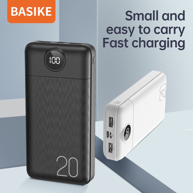 Sạc Dự Phòng 20000mAh BASIKE PT126P 2 Output USB &amp; 2 Input Micro/Type C - Bảo hành 12 tháng