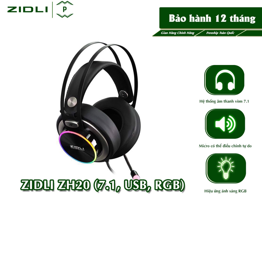 ˂PATECH˃ Tai nghe Gaming ZIDLI ZH20 (Ring RGB, Sound 7.1 ) - Hàng Chính Hãng