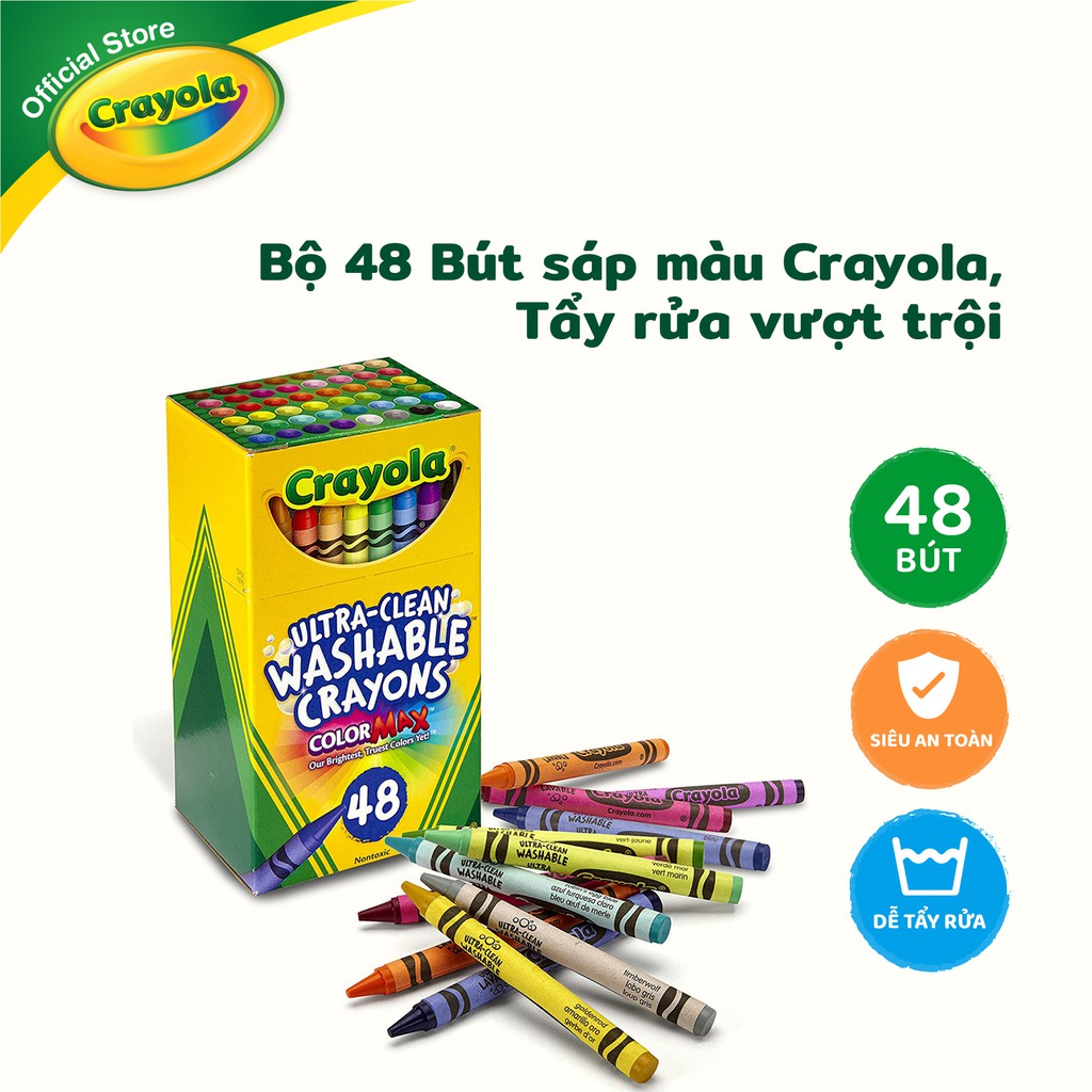 Bộ 48 Bút sáp màu Crayola, Tẩy rửa vượt trội - 526948