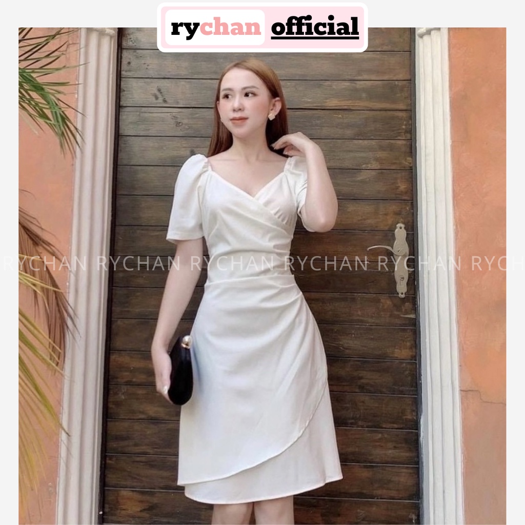 Đầm Nữ Dự Event Cổ V Tay Ngắn Xếp Li Đắp Chéo Tà Thanh Lịch Cuốn Hút, Đầm Nữ Đi Chơi Form Ngắn Cực Sang Chảnh - DX9722