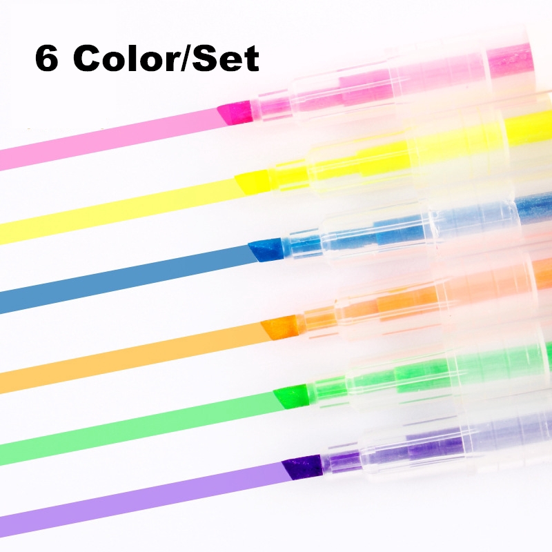 Set 6 Bút Đánh Dấu Hai Đầu 6 Màu Sắc Khác Nhau