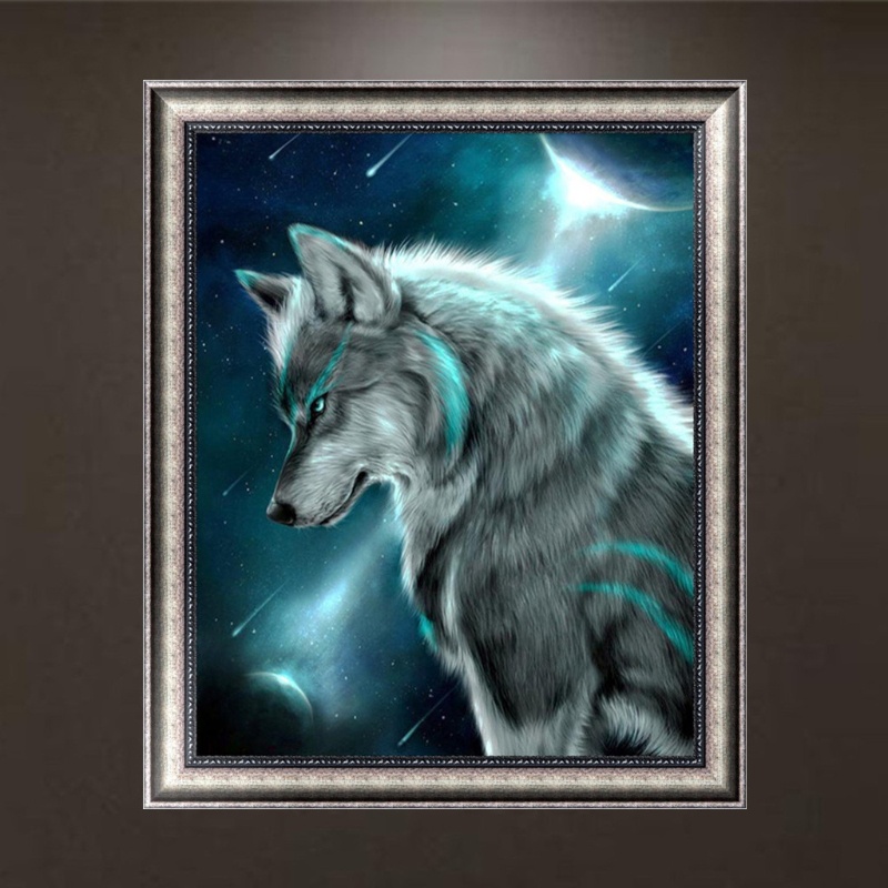 exhila Night Wolf DIY 5D Diamond Embroidery Painting Rhinestone Cross Stitch Home Decor