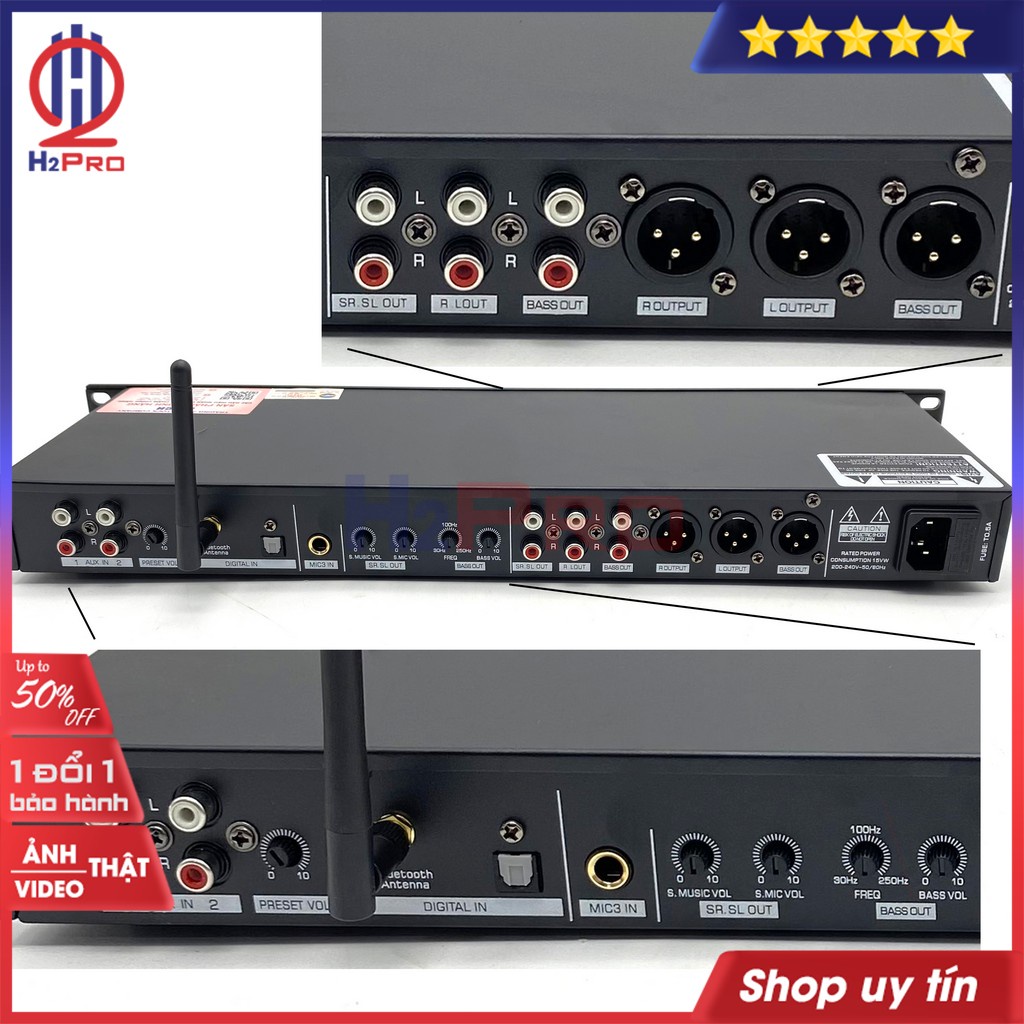 Vang cơ lai số JA-TF9 2022 H2Pro cao cấp Echo-Reverb-Delay-Repeat, Bluetooth-Optical-USB (quà 89k: dây canon cái ra AV)