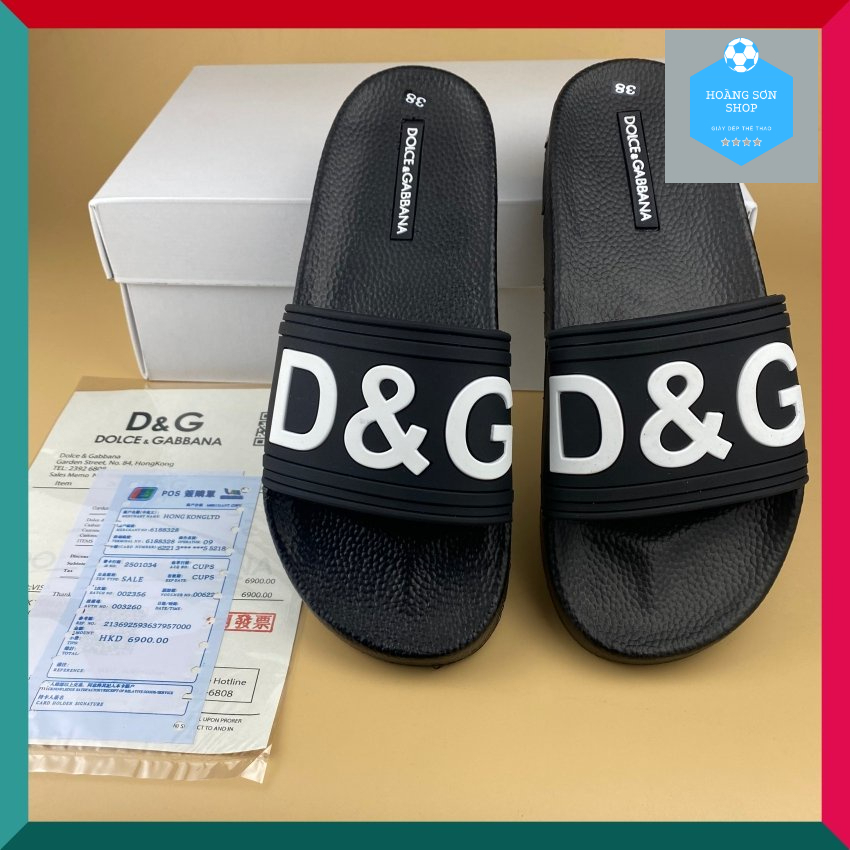 Dép Nam D&G - dép nam quai ngang chữ nổi đế cao su