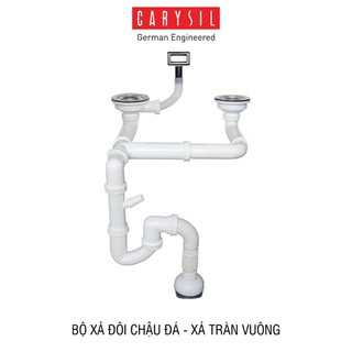 Bộ xả chậu rửa chén inox 2 hộc Carysil, nhập khẩu Ấn Độ