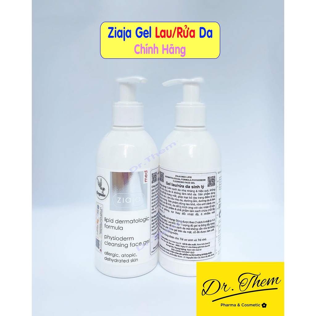 ✅[CHÍNH HÃNG] Gel Lau/Rửa Da Sinh Lý Ziaja Med Lipid Dermatological Formula Physioderm Cleasing Face Gel 200ml