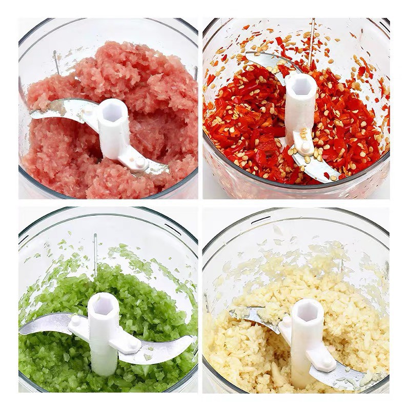 Dụng cụ xay tỏi ớt bằng tay Mini Food Chopper Tiện Dụng, Máy xay nhuyễn tỏi ớt hành gia vị cầm tay 2 lưỡi