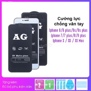 KÍNH CƯỜNG LỰC CHỐNG BÁM VÂN TAY AG FULL MÀN IPHONE 7 7plus 8 8plus X Xs MaX
