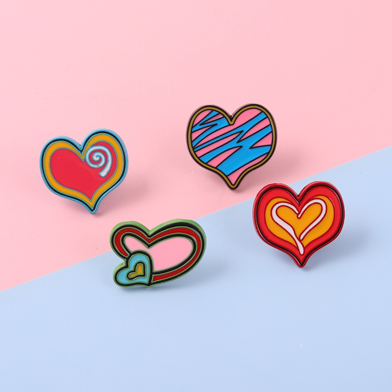 Ghim Cài Áo Hình Trái Tim Đỏ / Xanh Dương 4 Kiểu Cho Nữ