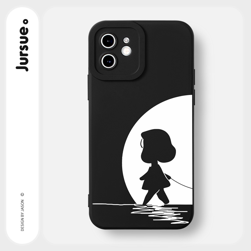 Ốp lưng JURSUE hoạt hình cặp đôi dễ thương đẹp cho iPhone 13 12 11 Pro Max SE 2020 X XR XS 8 7 ip 6S 6 Plus Y2071