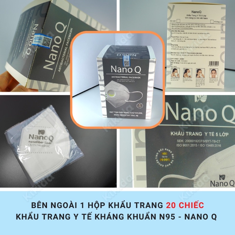 Khẩu trang N95 có van thở Nano Q 5 lớp chính hãng có màng lọc Nano tinh dầu bạc hà không hôi khi đeo