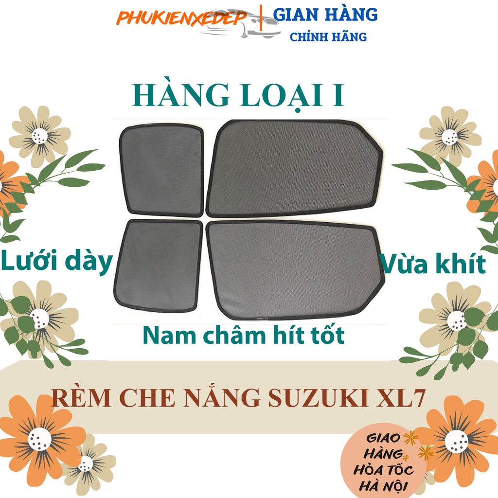 Rèm che nắng ô tô NAM CHÂM theo xe Suzuki XL7 ⚡ HÀNG LOẠI 1 - LƯỚI DÀY ⚡ - Combo 4 tấm chắn nắng - VIỆT NAM SẢN XUẤT