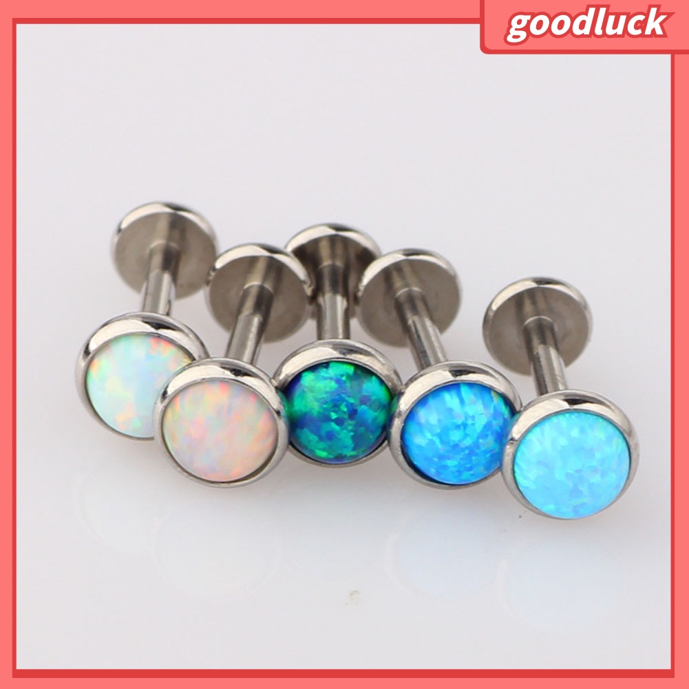 1Pc Đàn ông Phụ nữ Faux Opal Labret Lip Ring Ear Stud Earring Body Xuyên Đồ trang sức
