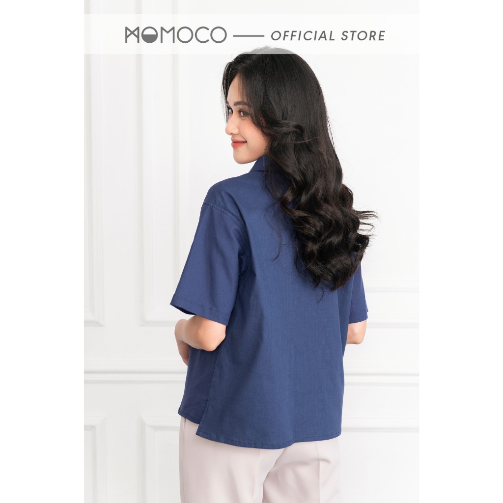 Áo Sơ Mi Cộc Tay Nữ MOMOCO Chất Linen, Cổ Ve Thoáng Mát ESSENTIALS Blend Short Sleeve Shirt - M2771 | BigBuy360 - bigbuy360.vn