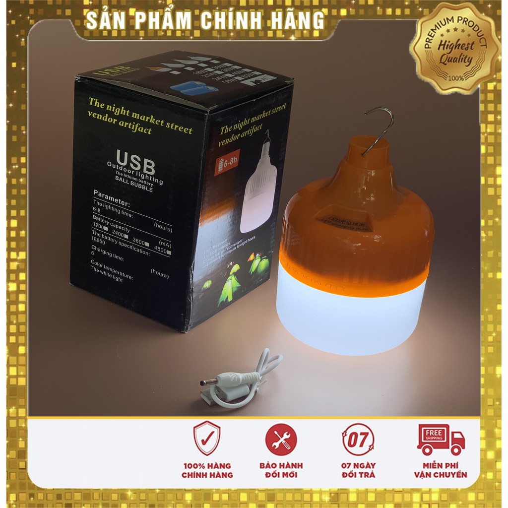 [ SIÊU RẺ ] Bóng đèn tích điện 6-8h - loại 100w sạc tích điện có móc treo hàng đẹp