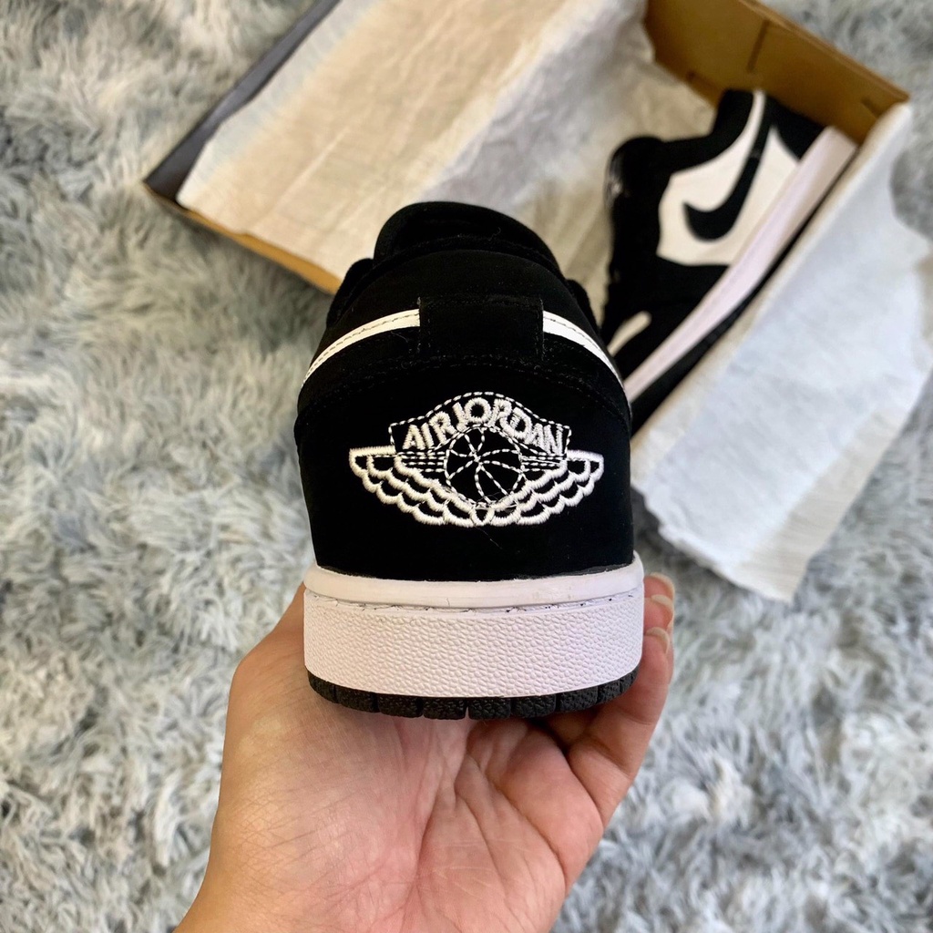 Giày thể thao jordan1 low panda, giày sneaker jd1 đen trắng cổ thấp hàng cao cấp full box bill