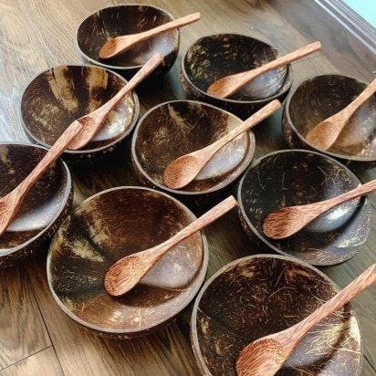 Combo Bát/Chén Gáo Dừa Và Muỗng Gỗ Dừa Hàng Đẹp