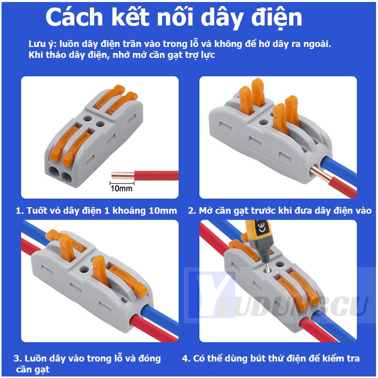 Cút nối dây điện nhanh Kv212 KV214 KV111 2 đầu vào và 2/4/6 đầu ra có phân biệt màu