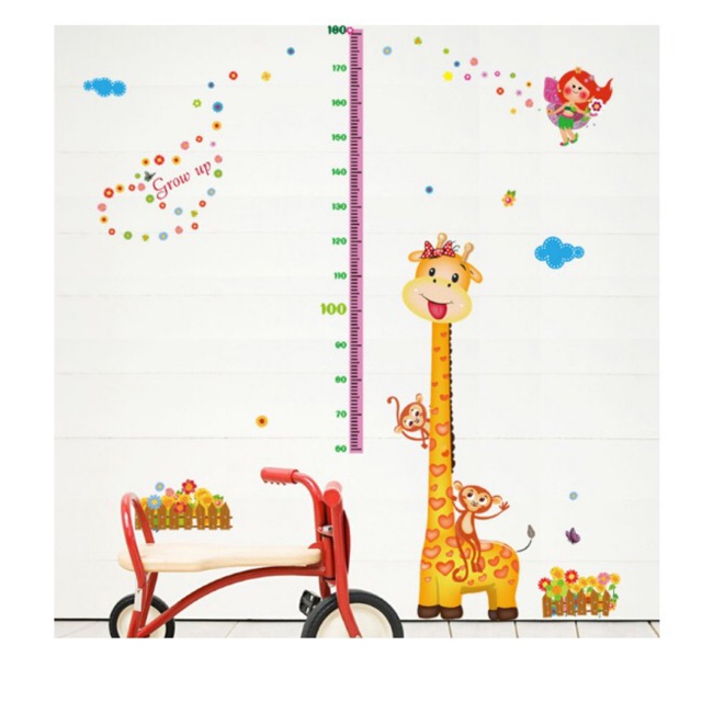 Decal thước đo hươu và khỉ con