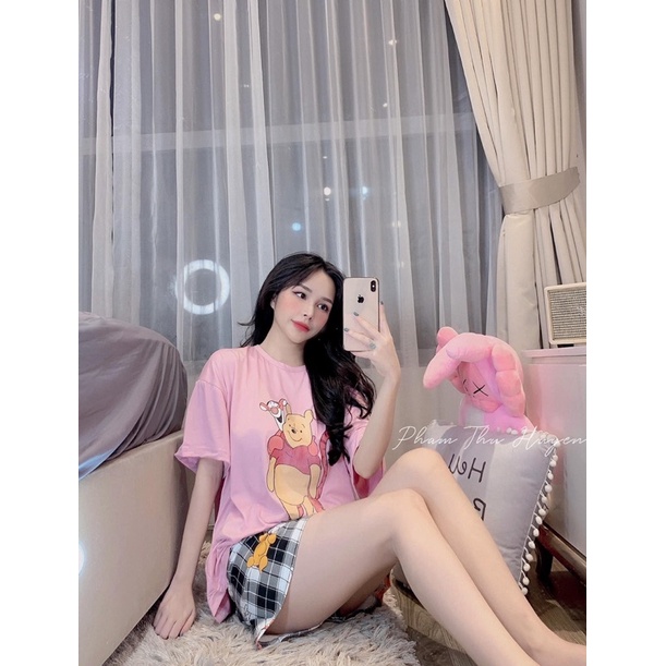 Bộ ngủ hoạt hình cartoon Cotton mát lạnhh | BigBuy360 - bigbuy360.vn