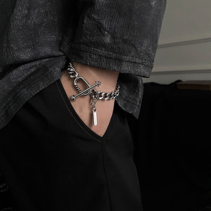 Vòng Đeo Tay Bằng Thép Không Gỉ Phong Cách Hiphop Dành Cho Nam Và Nữ