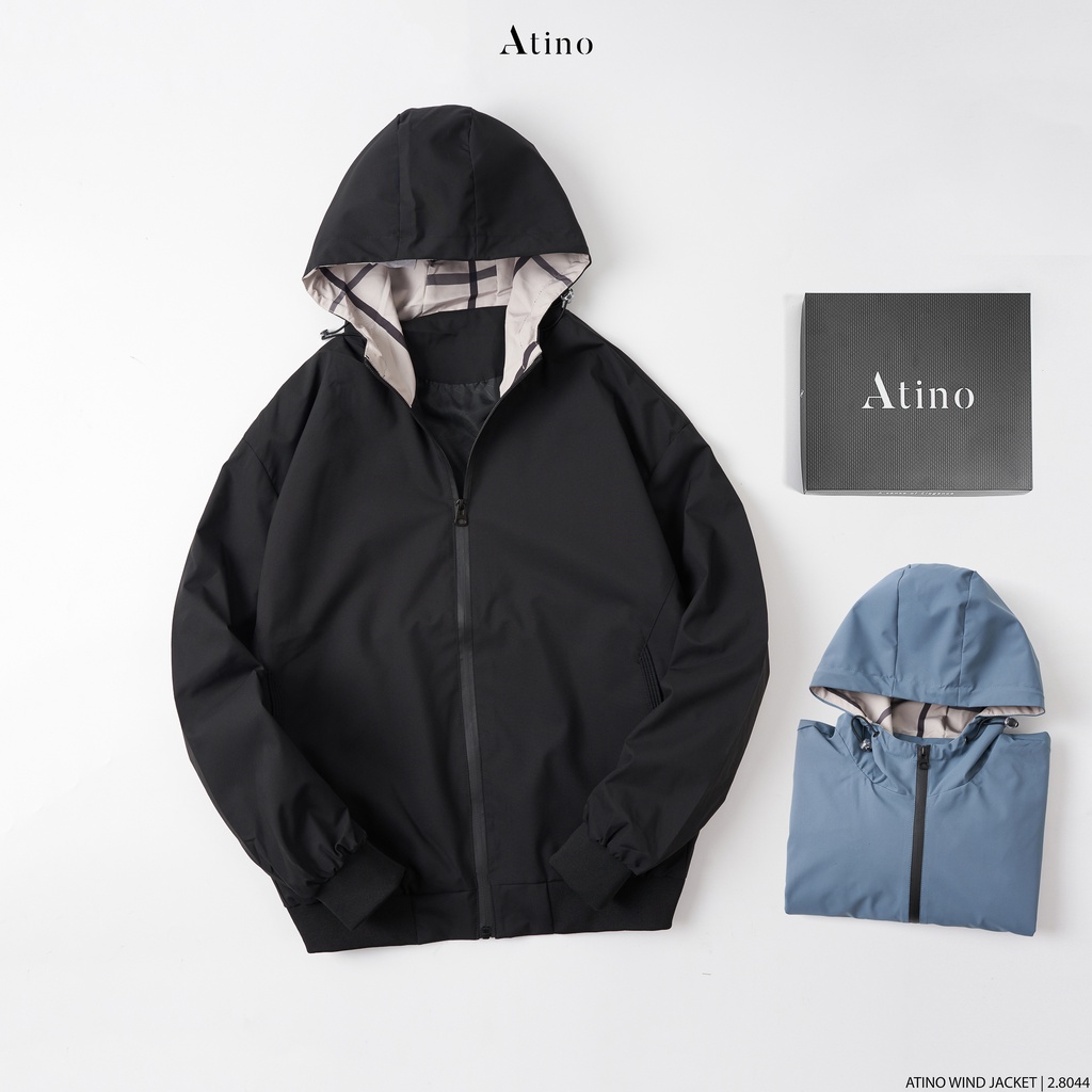 Áo khoác gió nam trơn Hoodie ATINO trẻ trung vải gió AG2.8044