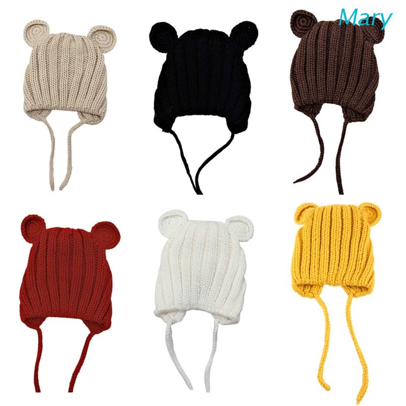 Mũ beanie màu trơn giữ ấm phối tai động vật dễ thương cho bé sơ sinh