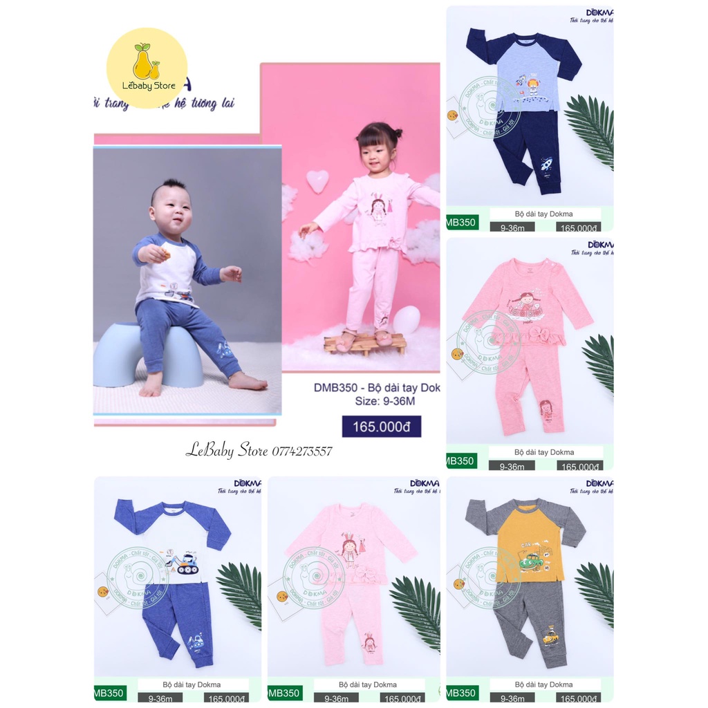 (6-36M) Bộ dài tay vải bamboo sợi tre cho bé yêu - DOKMA