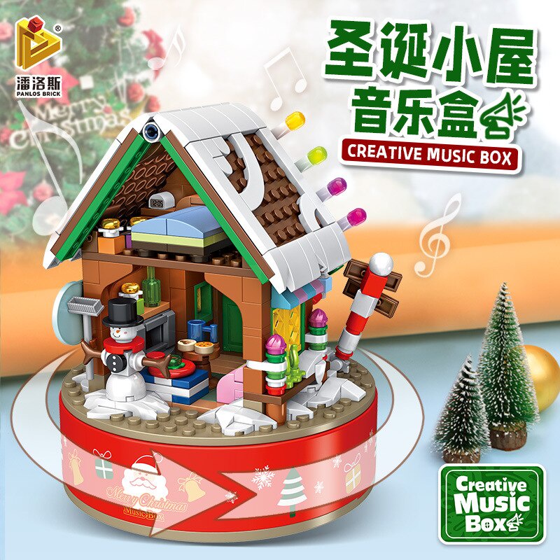 Đồ chơi Lắp ráp Mô hình Panlos 656012 Children's Christmas theme with rotating music box  quà Giáng sinh
