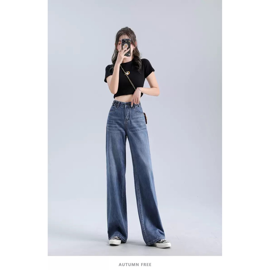 [ SOÁI CA ] QUẦN JEAN ỐNG RỘNG NỮ XANH ĐẬM RÂU MÈO LAI CUỐN FORM DÀI RỘNG CAO CẤP NITI2 SIÊU ĐẲNG CẤP, CỰC THỜI THƯỢNG