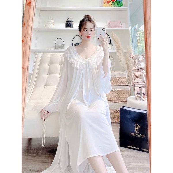 Sét Váy Ngủ  Kèm Choàng Cao Cấp, Váy Ngủ Tiểu Thư Kèm Váy 2 Dây Chất Mềm Mịn Cực Kì Ấm Áp Cho Các Nàng Từ 40-65kg. | BigBuy360 - bigbuy360.vn