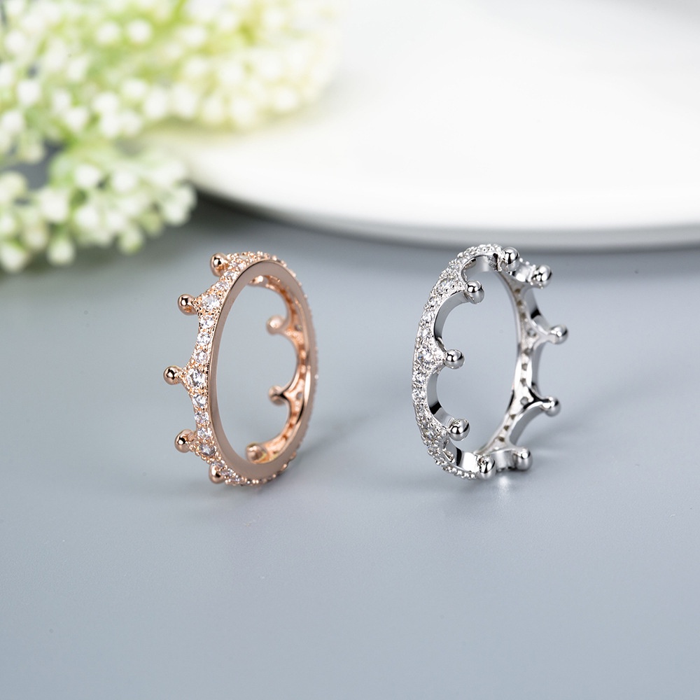 Nhẫn Pandora Mạ Bạc S925 Hình Vương Miện Đính Đá Cz