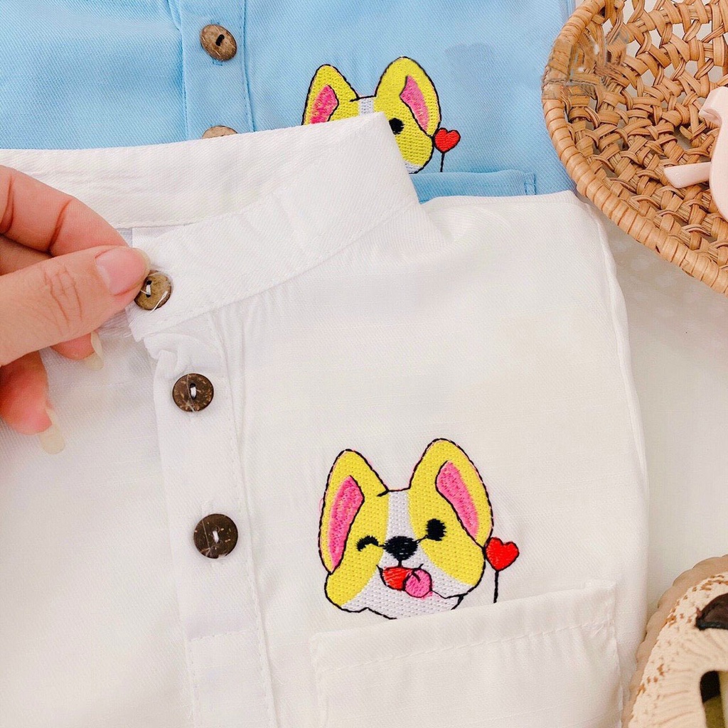Bộ đồ bé trai cộc tay vải đũi quần đùi cho trẻ mặc đi chơi  Quần áo trẻ em cho bé từ 6-25kg