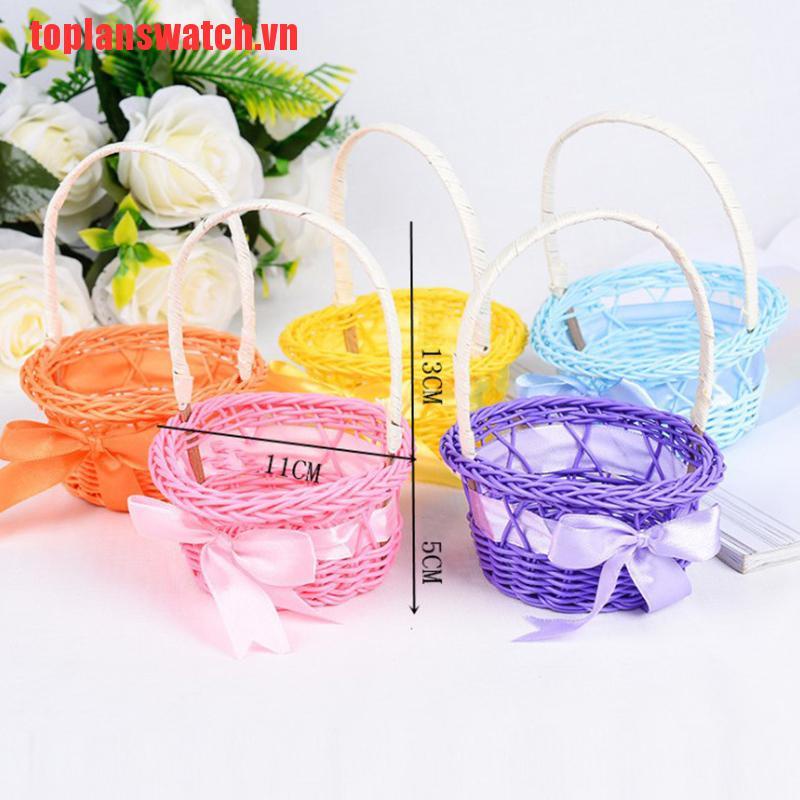 Giỏ đan mây thủ công đựng hoa xinh xắn ngộ nghĩnh