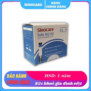 Hộp 50 que thử đường huyết/ axit uric cho máy Sinocare Safe AQ UG kèm kim chích máu dành cho máy đo 2 trong 1