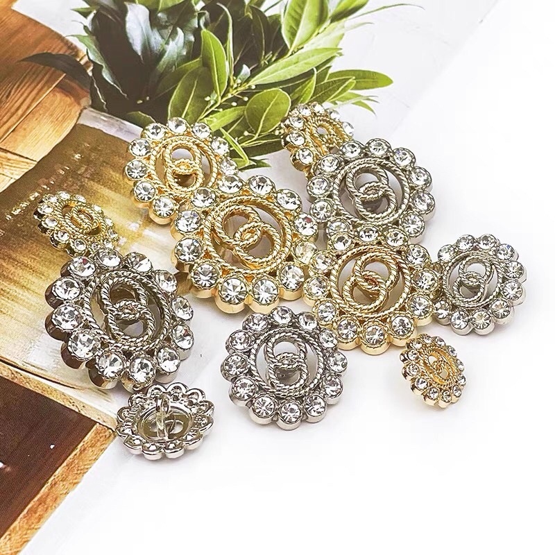 10 cái / lô 12,5mm Nút nhỏ cho áo sơ mi Nút trang trí sang trọng nạm kim cương cho quần áo Nút phụ kiện may tự làm 20mm