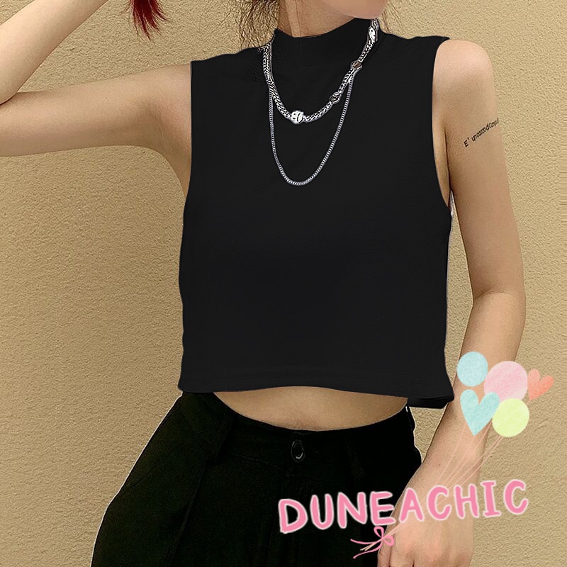 Áo Tank Top Cổ Cao Màu Trơn Thời Trang Dành Cho Nữ