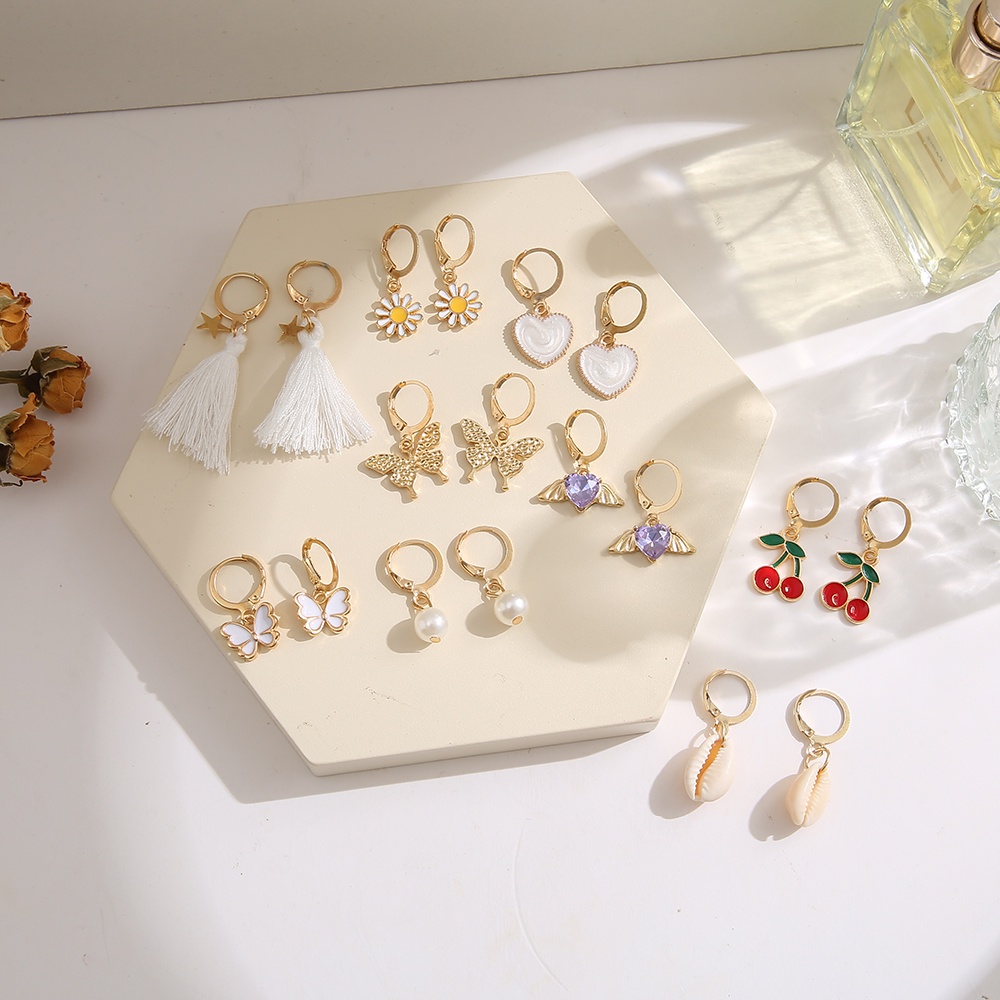 Set 9 khuyên tai nữ trang dáng dài tạo hình độc đáo