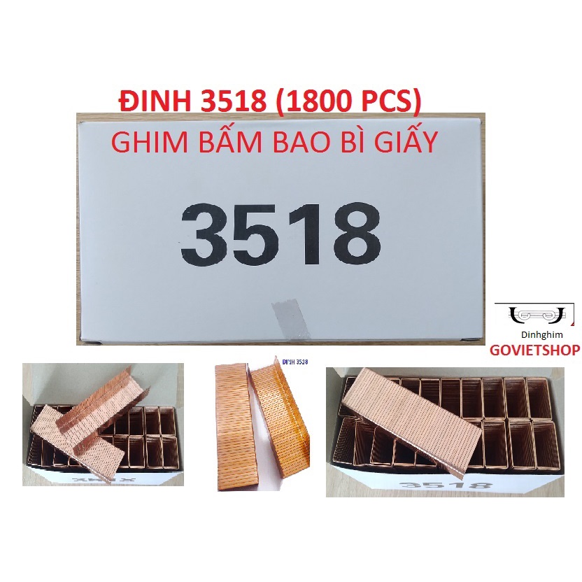 Đinh 3518 có 1800 cây kim ghim bấm bao bì hộp thùng giấy - Loại hộp trắng